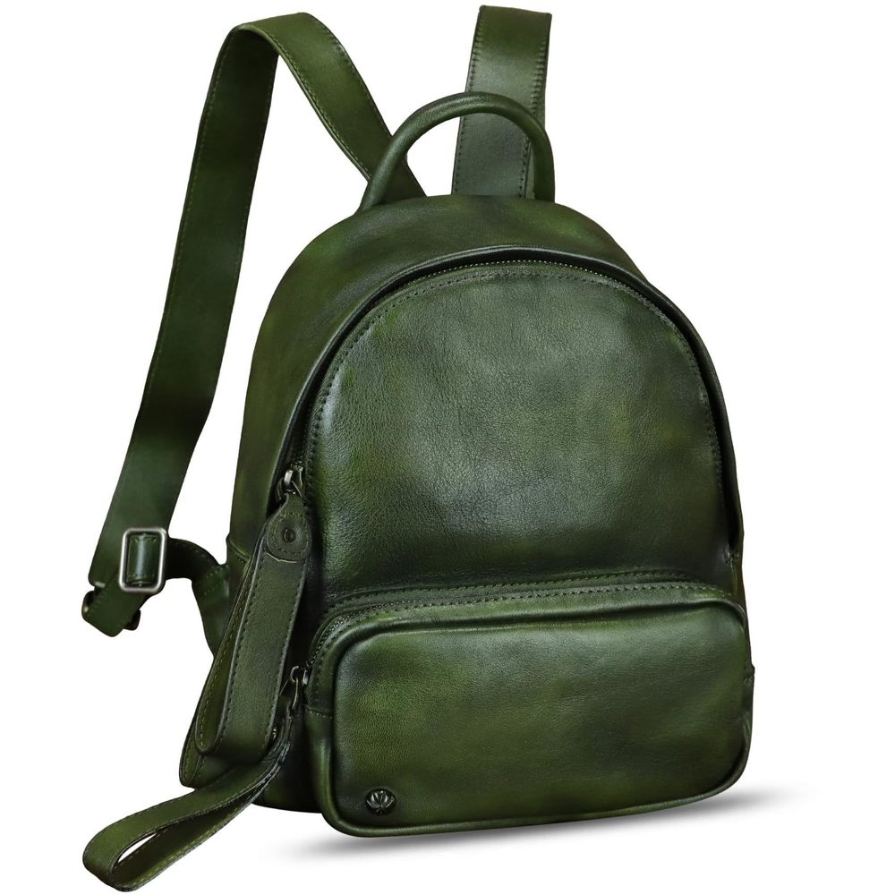Genuine Leather Backpack Vintage Soft Real Leather Knapsack Purse T_T